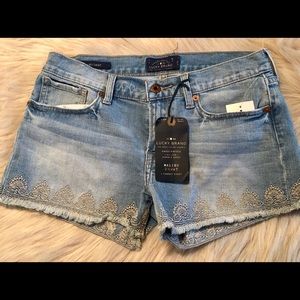 Lucky Brand Malibu Shorts w/ Embroidered trim